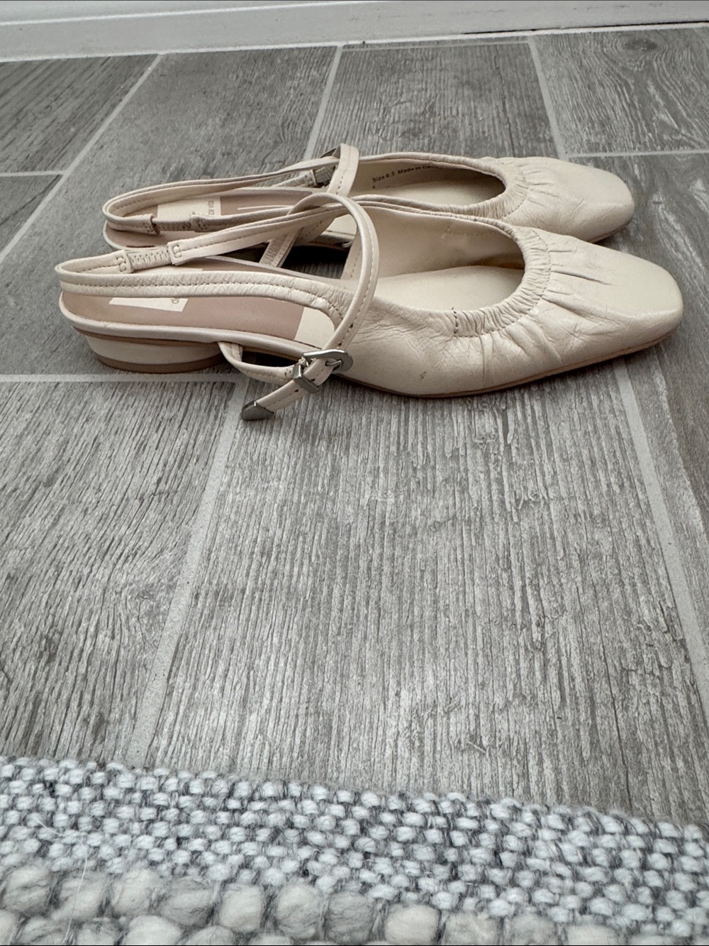 Dolce Vita Cream Leather Square-Toe Mary Jane Flats with Ankle Strap - Picture 2 of 3